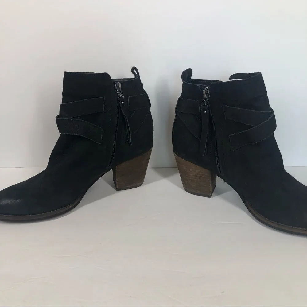 Sam Edelman Morris Buckle Wrap Ankle Bootie Suede Leather 8.5
